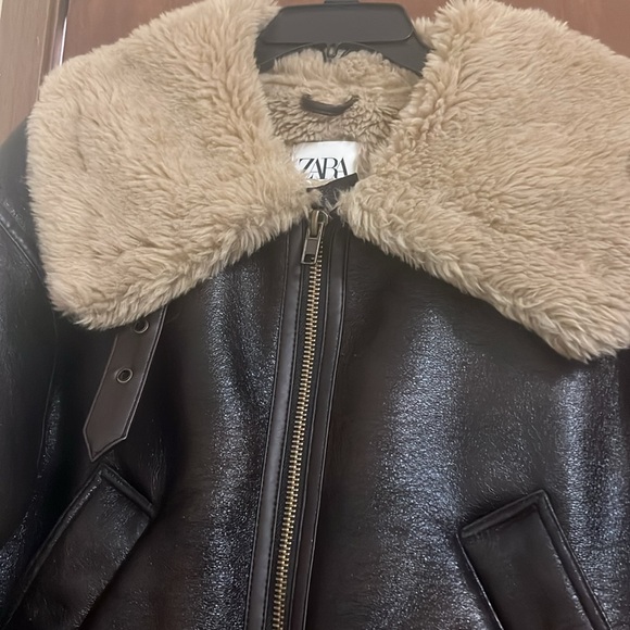 Zara Faux Leather Shearling Jacket - Picture 5 of 7
